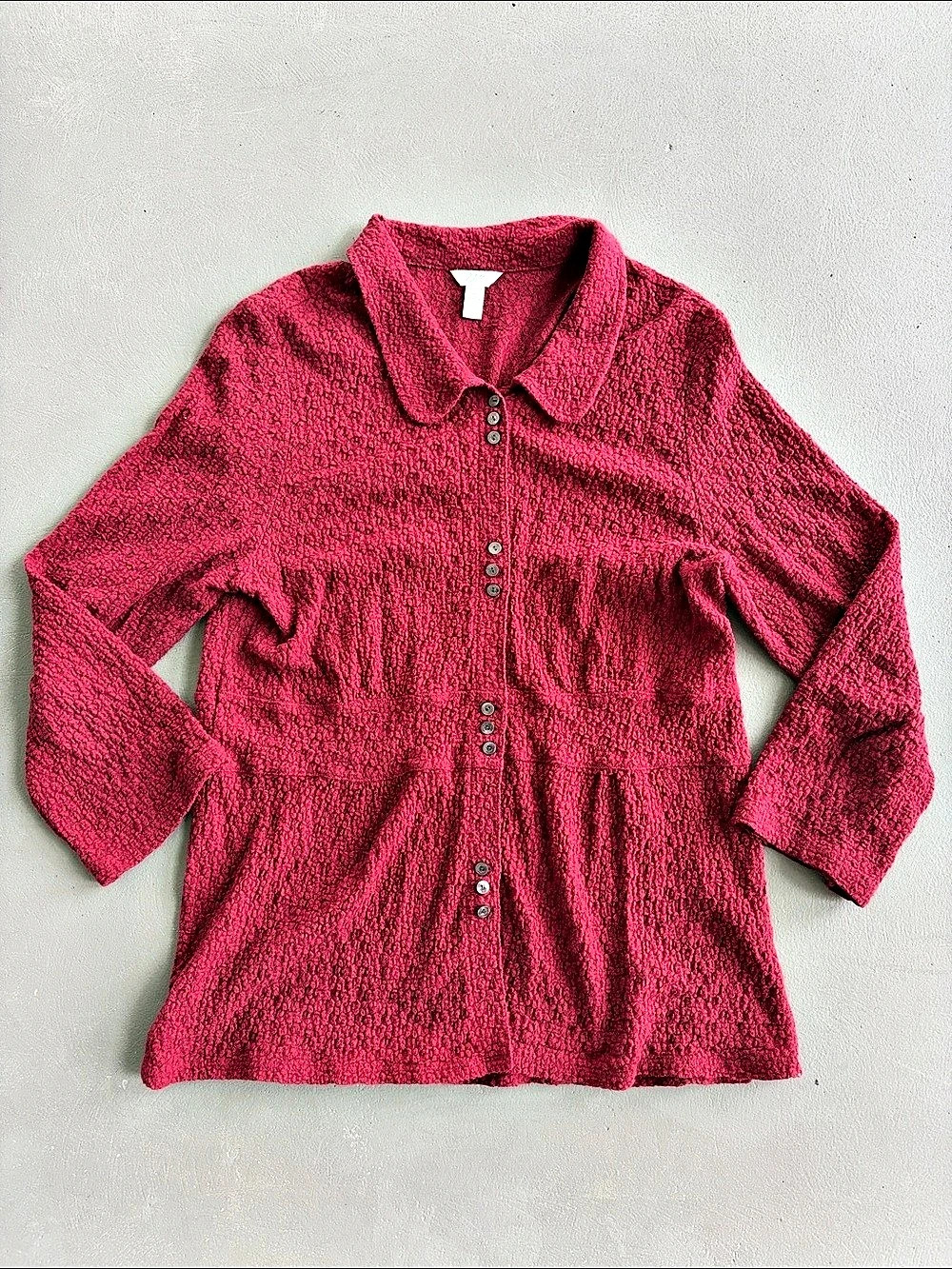 J. Jill Textured Button Front Blouse in Red Size Medium